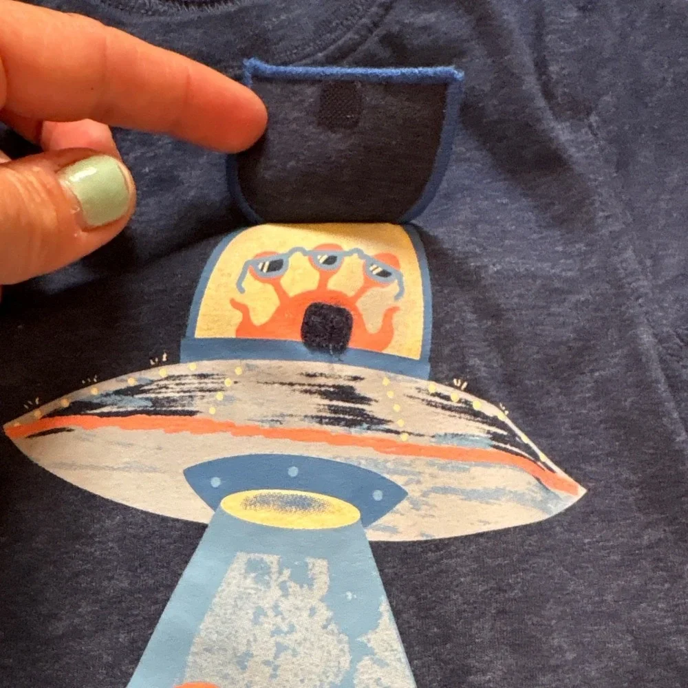 Carter's Graphic Tee Kids‎ Blue Excellent UFO Dinosaur Scooter SIZE 2T